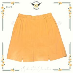 Bobby Chan High Rise Silk Blend Golf Skort Peach Flat Front Zip Women's Size 8